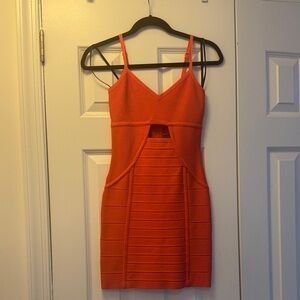 Chic Bebe Orange Bandage Bodycon Dress With Cut Outs